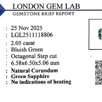 2.05 Ct. Bluish Green Sapphire from Madagascar Scan Report