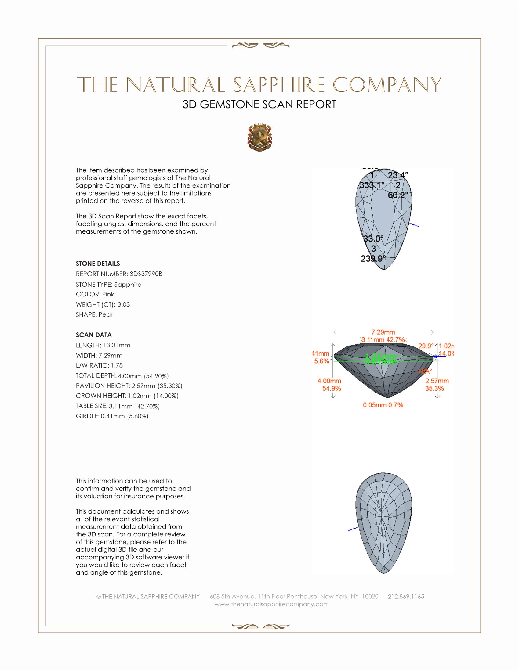3.03 Ct. Pink Sapphire from Ceylon (Sri Lanka)