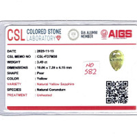 3.49 Ct. Yellow Sapphire from Ceylon (Sri Lanka) Scan Report