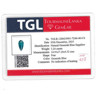 3.24 Ct. Bluish Green Sapphire from Madagascar Scan Report