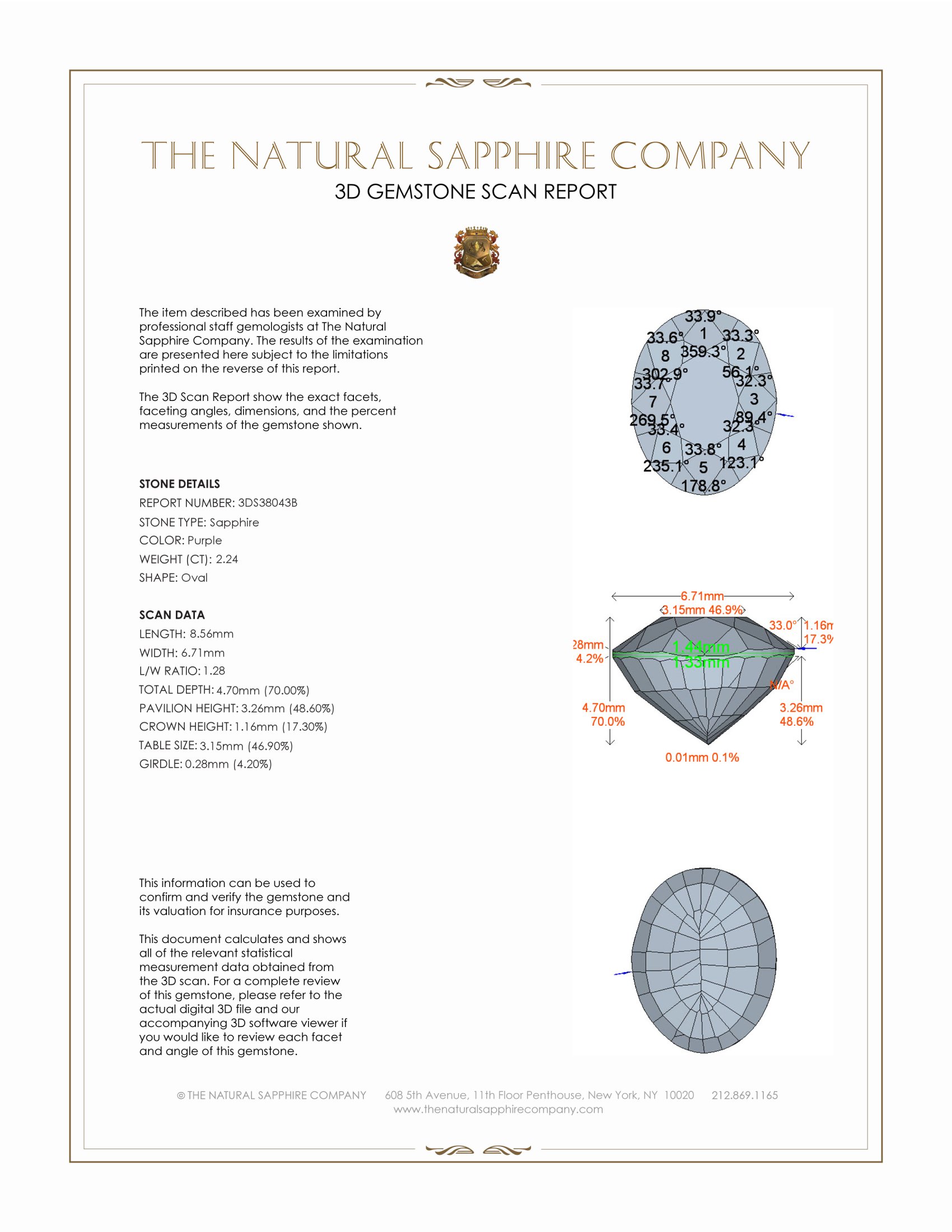 2.24 Ct. Purple Sapphire from Ceylon (Sri Lanka)