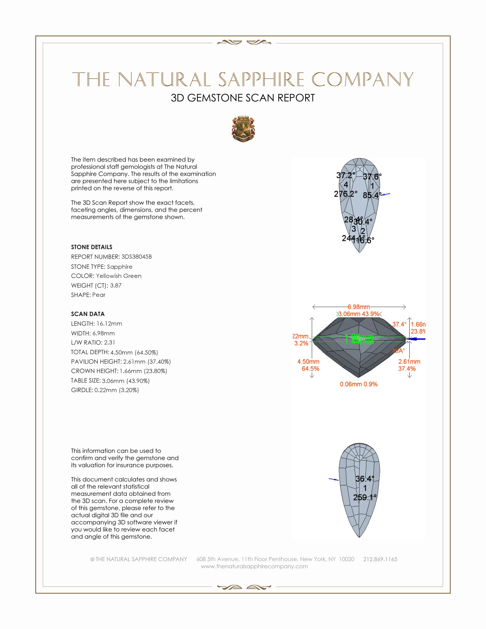 3.87 Ct. Yellowish Green Sapphire from Madagascar