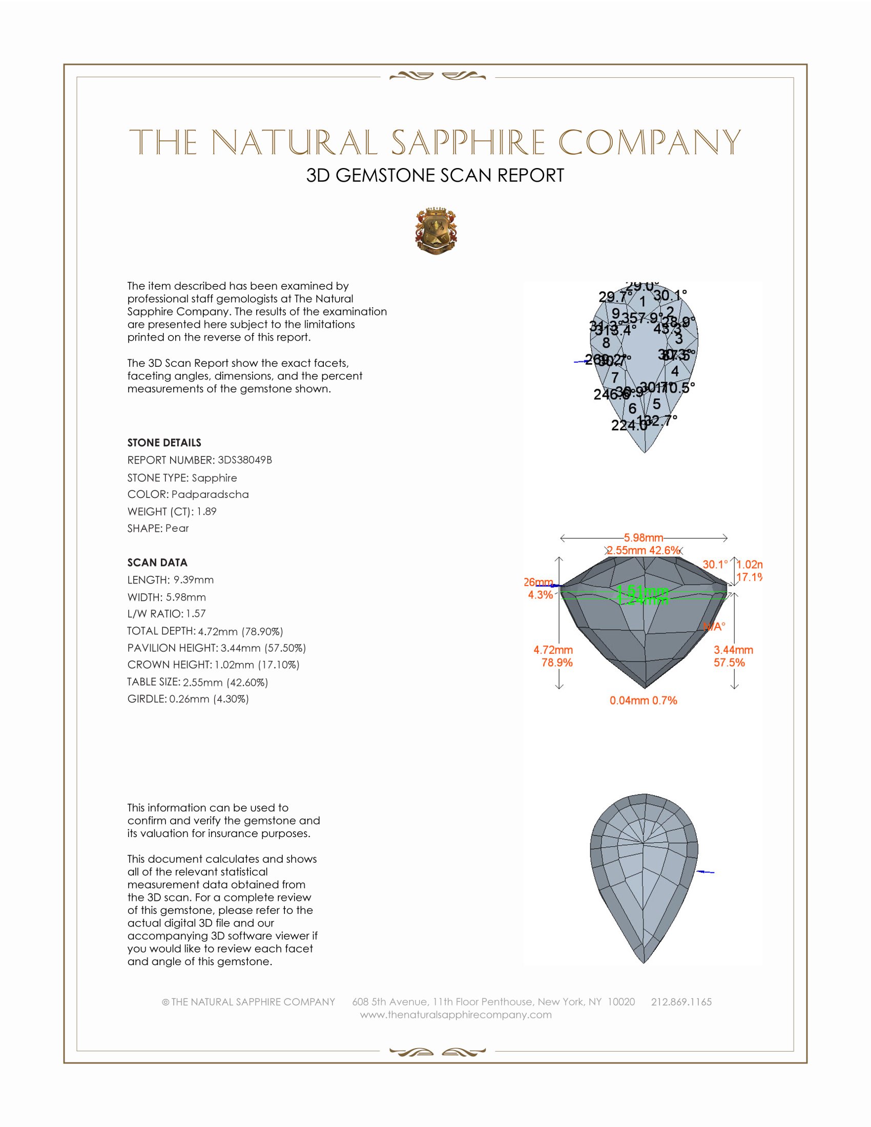 1.89 Ct. Padparadscha Sapphire from Ceylon (Sri Lanka)