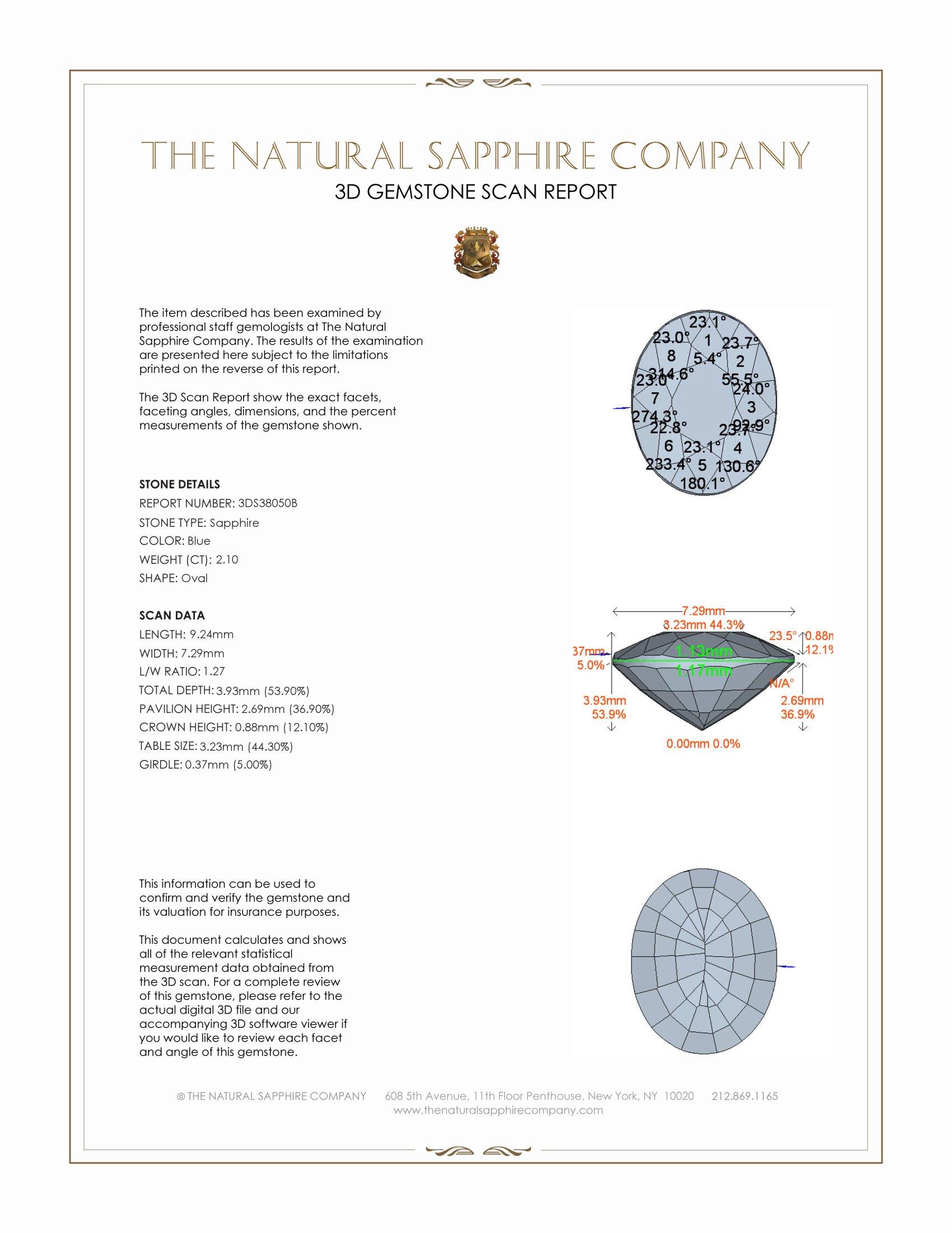 2.10 Ct. Blue Sapphire from Ceylon (Sri Lanka)