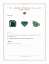 4.12 Ct. Bluish Green Sapphire from Madagascar Appraisal