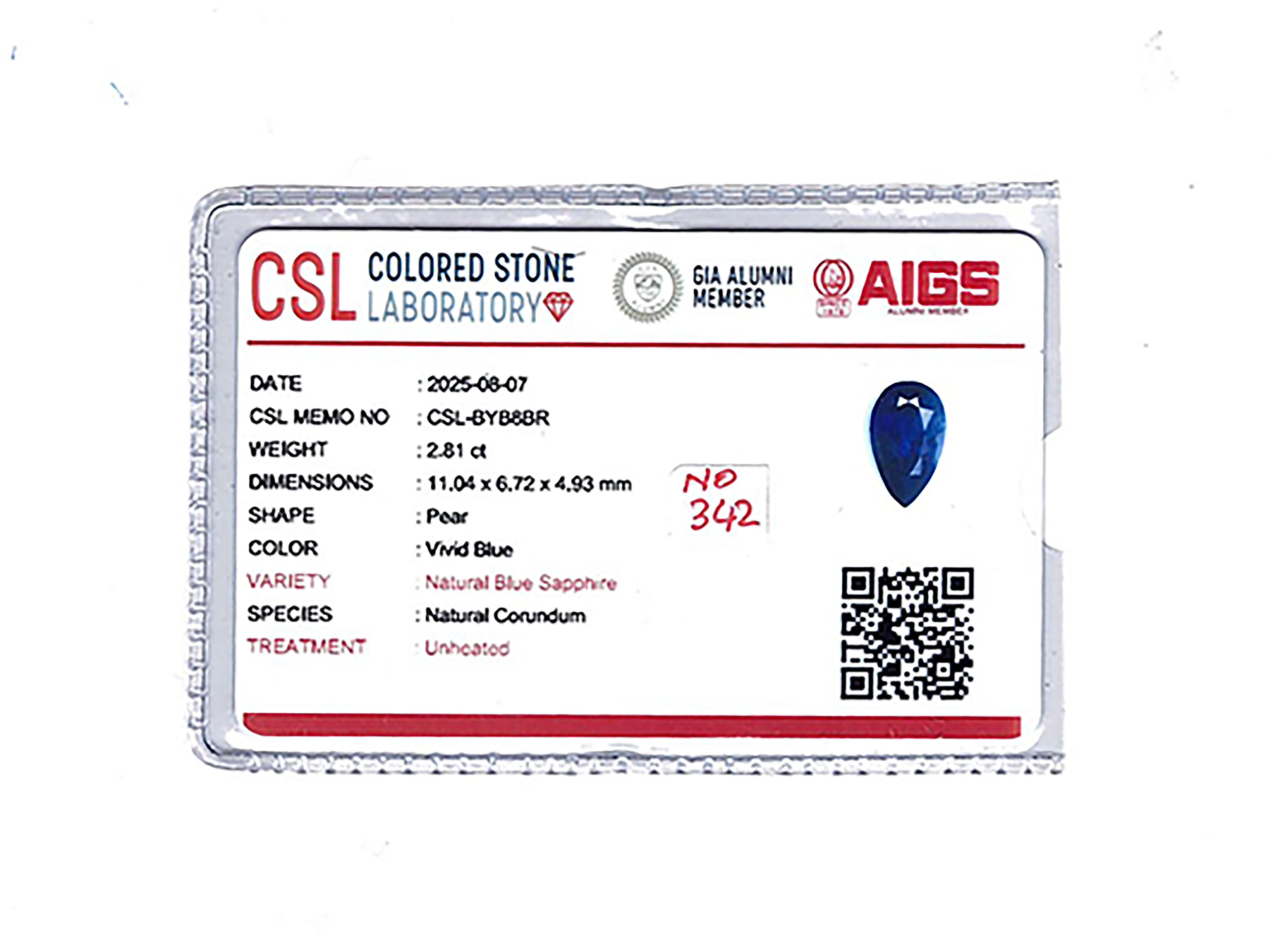 2.18 Ct. Blue Sapphire from Ceylon (Sri Lanka)