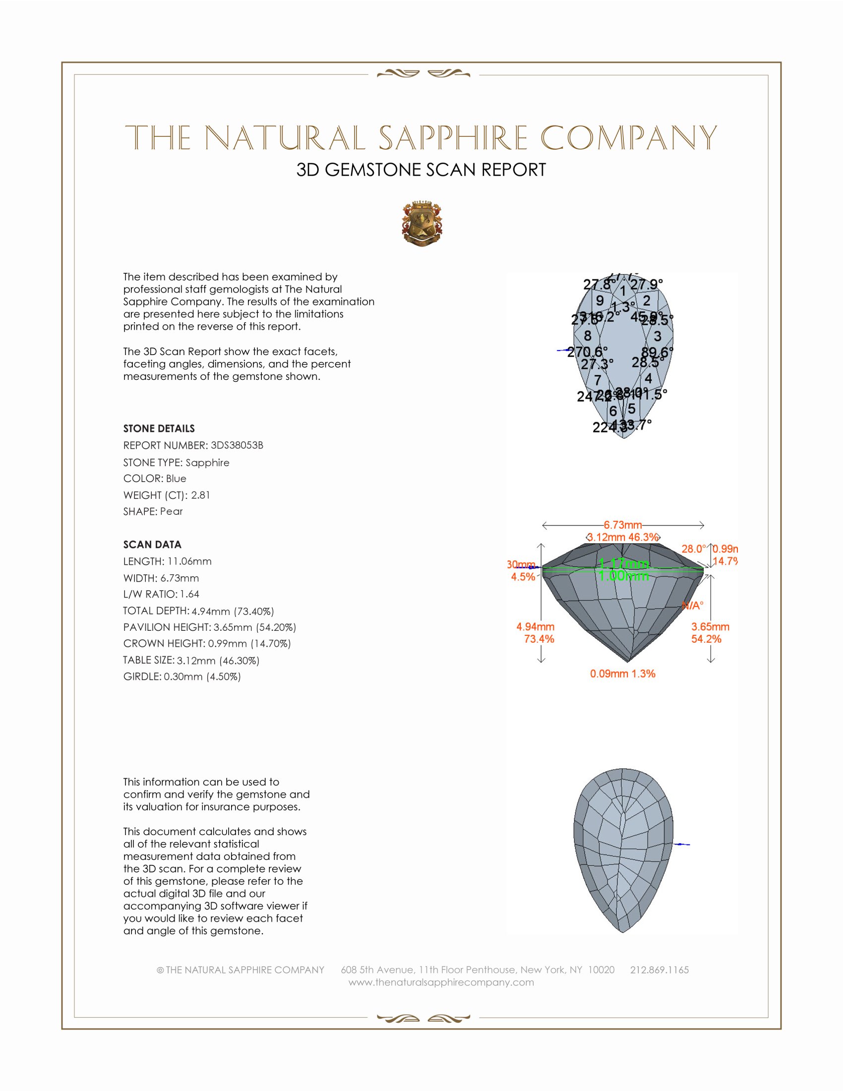 2.18 Ct. Blue Sapphire from Ceylon (Sri Lanka)