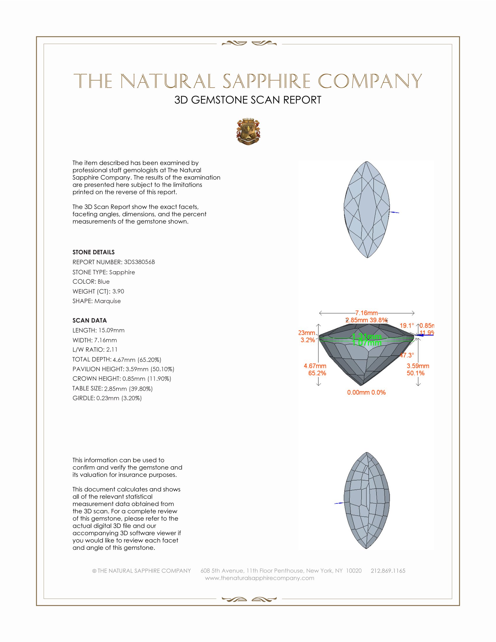 3.90 Ct. Blue Sapphire from Ceylon (Sri Lanka)