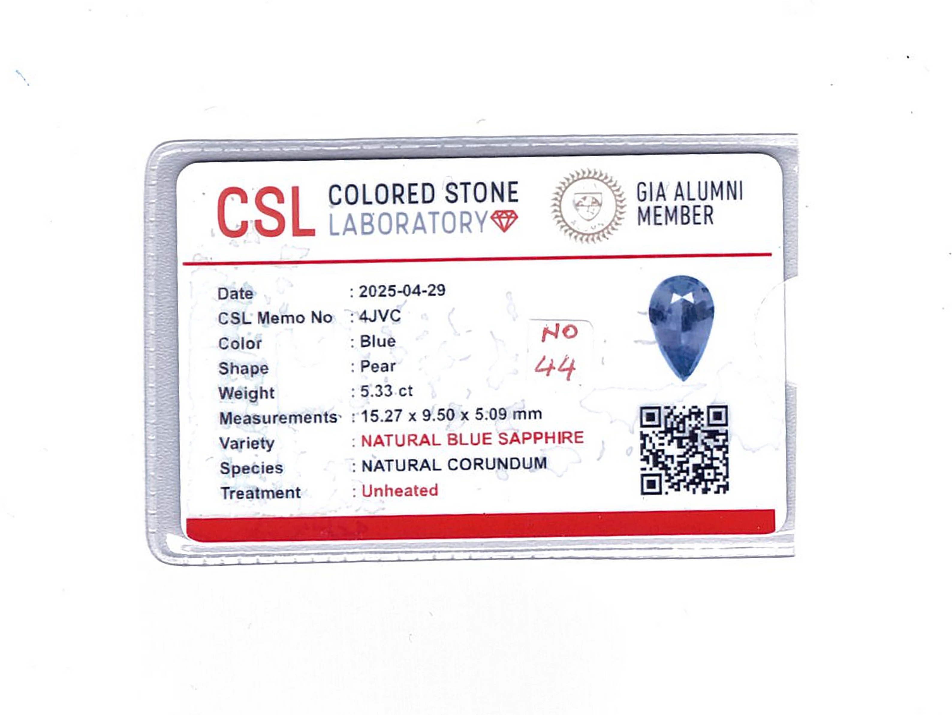 5.33 Ct. Blue Sapphire from Ceylon (Sri Lanka)