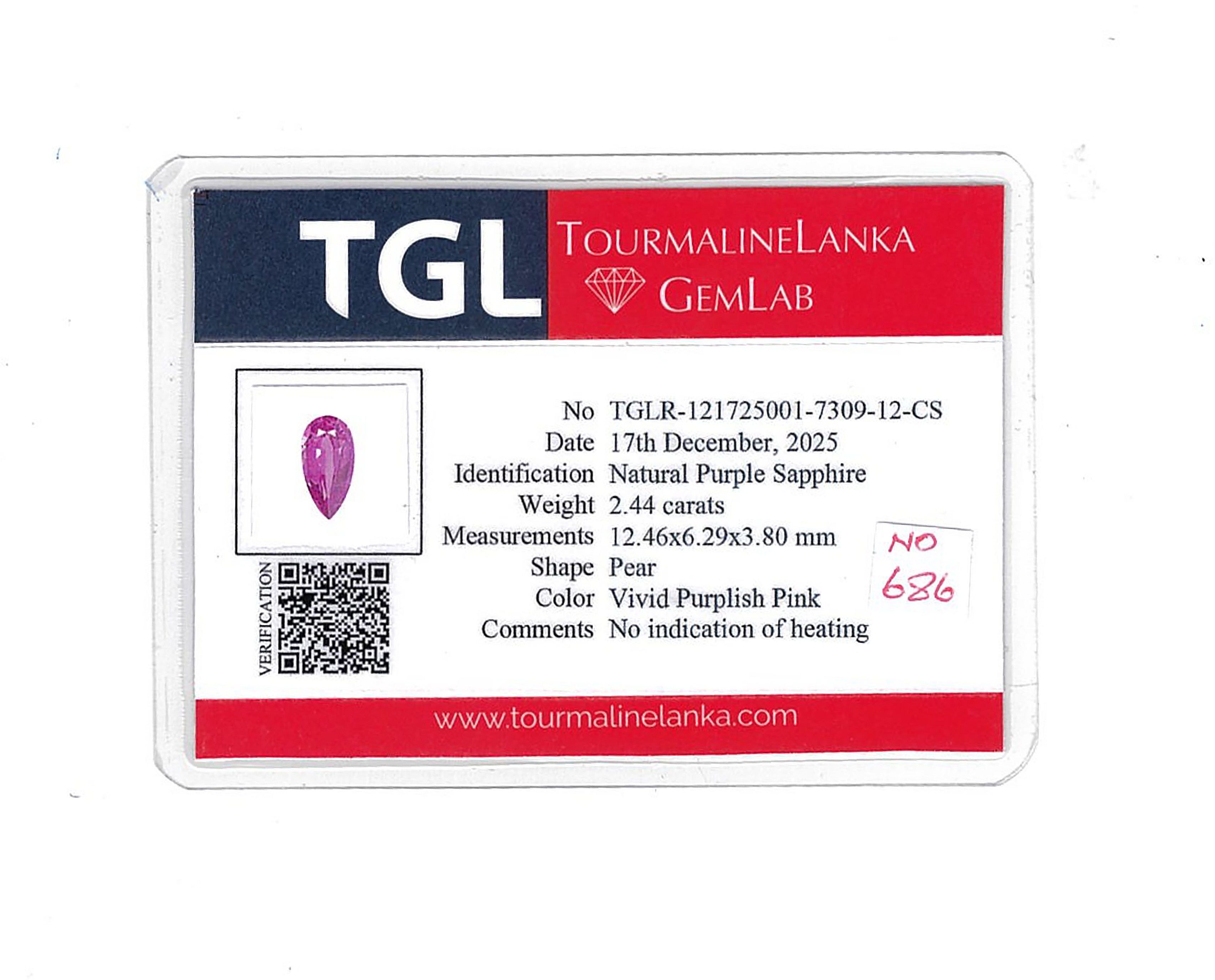 2.24 Ct. Pinkish Purple Sapphire from Ceylon (Sri Lanka)