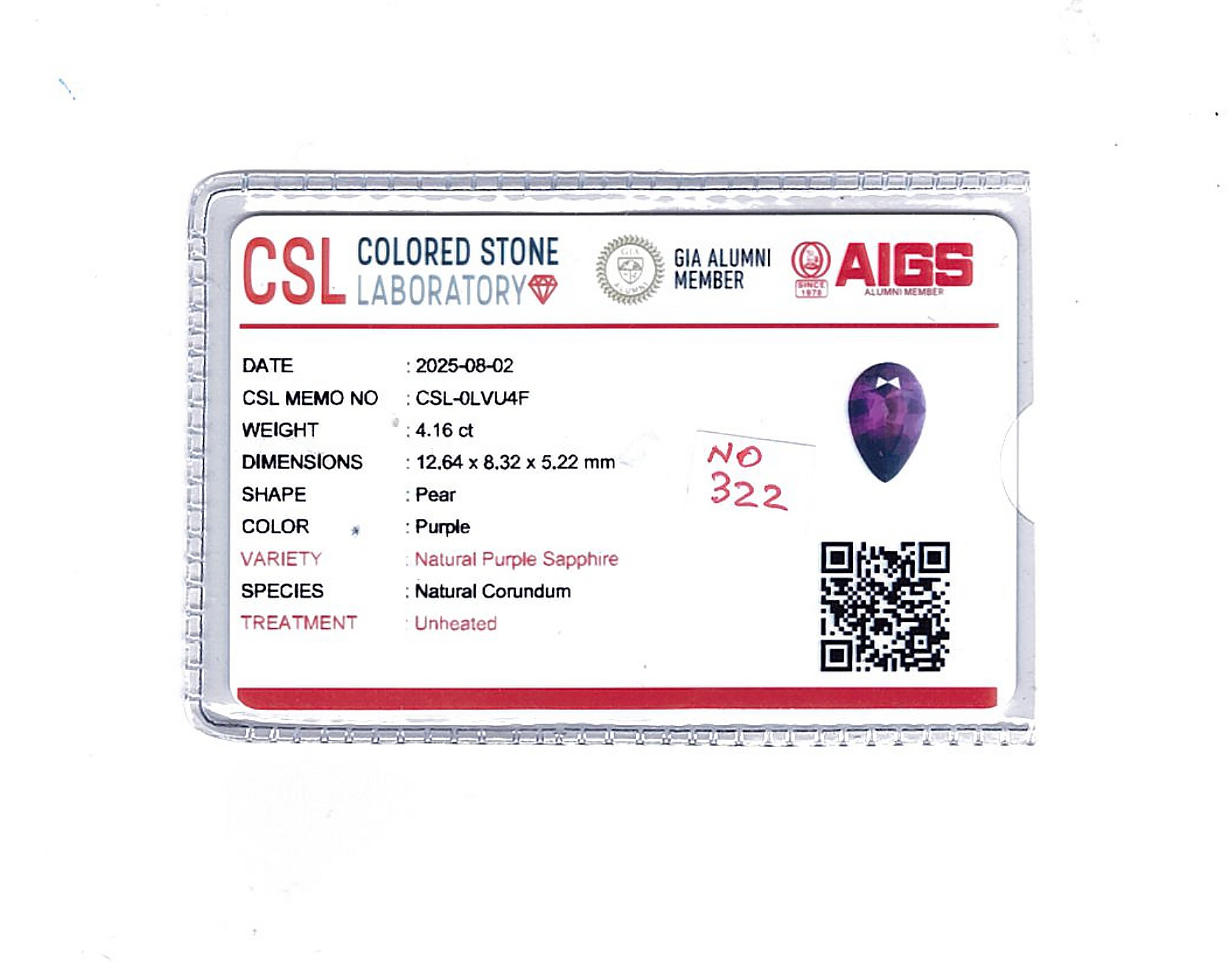 4.16 Ct. Purple Sapphire from Madagascar