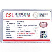 1.78 Ct. Padparadscha Sapphire from Ceylon (Sri Lanka) Scan Report