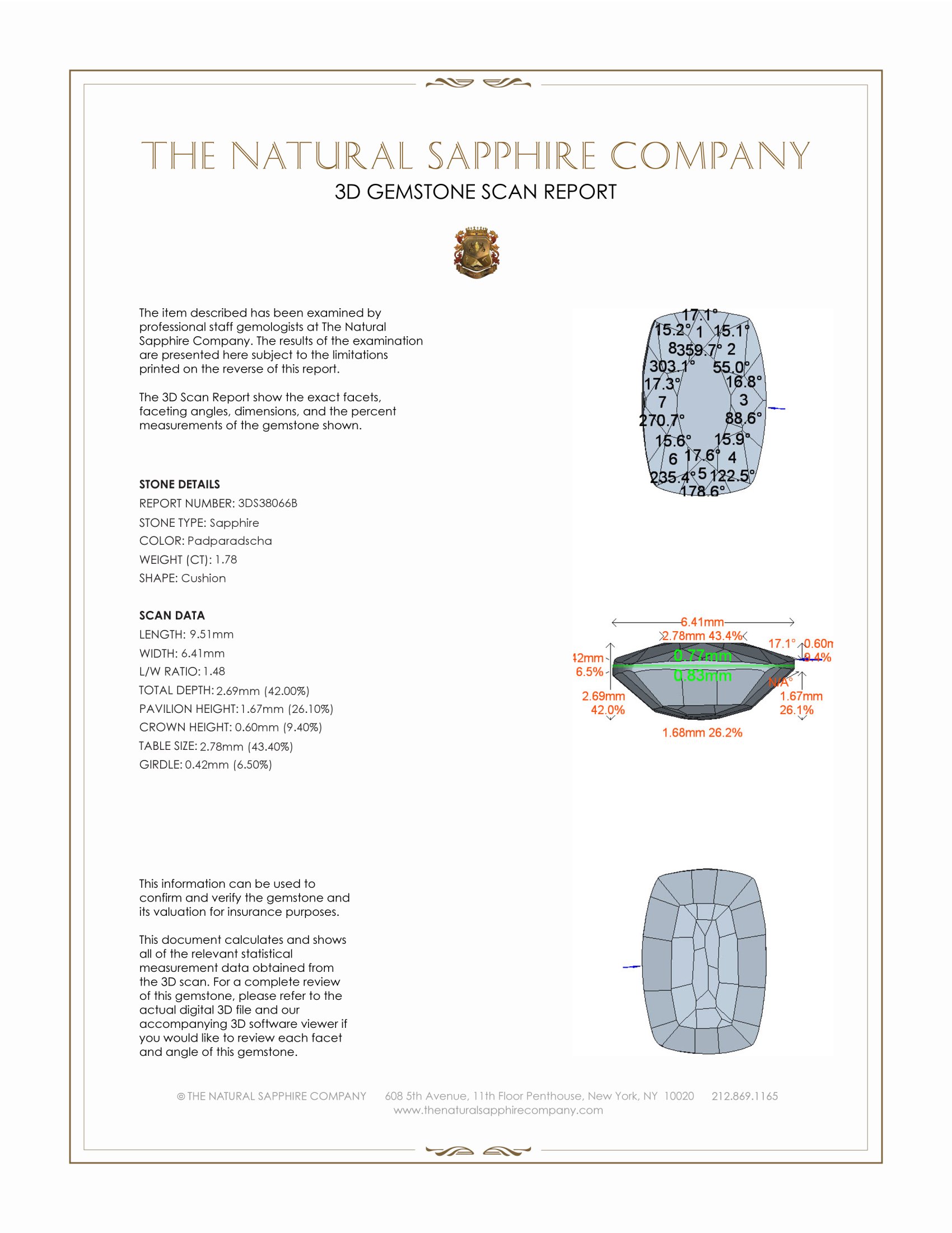 1.78 Ct. Padparadscha Sapphire from Ceylon (Sri Lanka)
