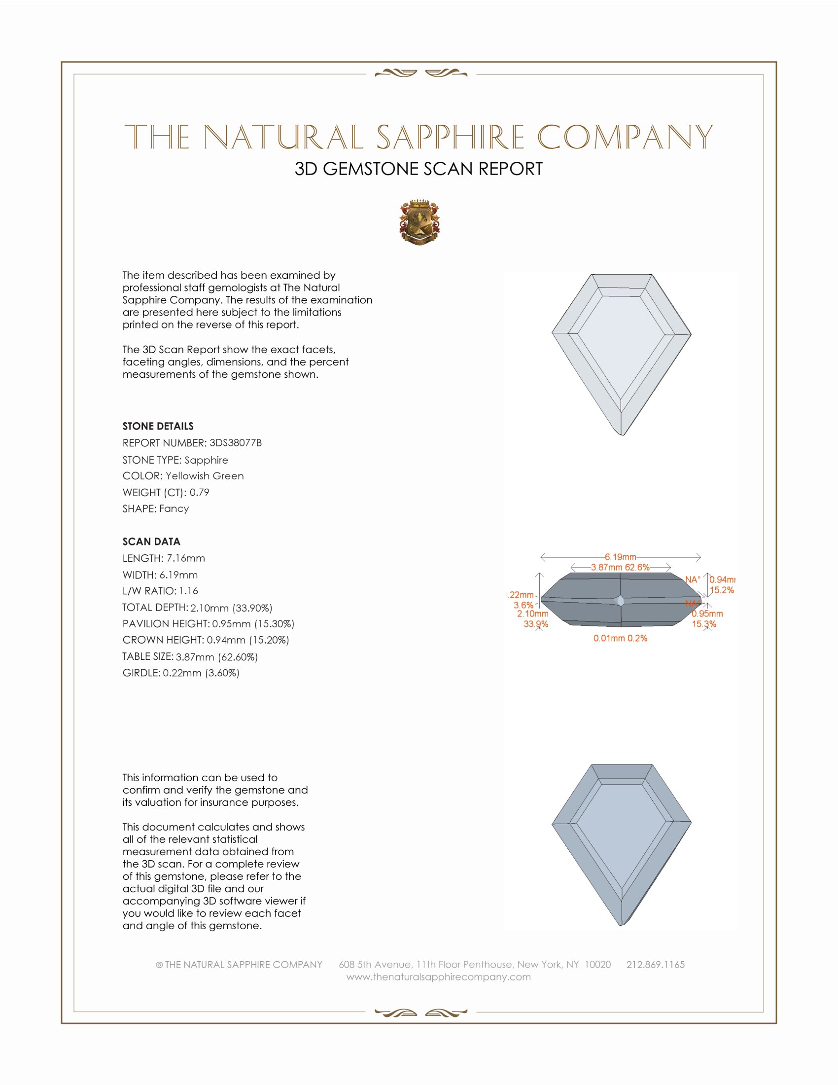 0.79 Ct. Yellowish Green Sapphire from Montana