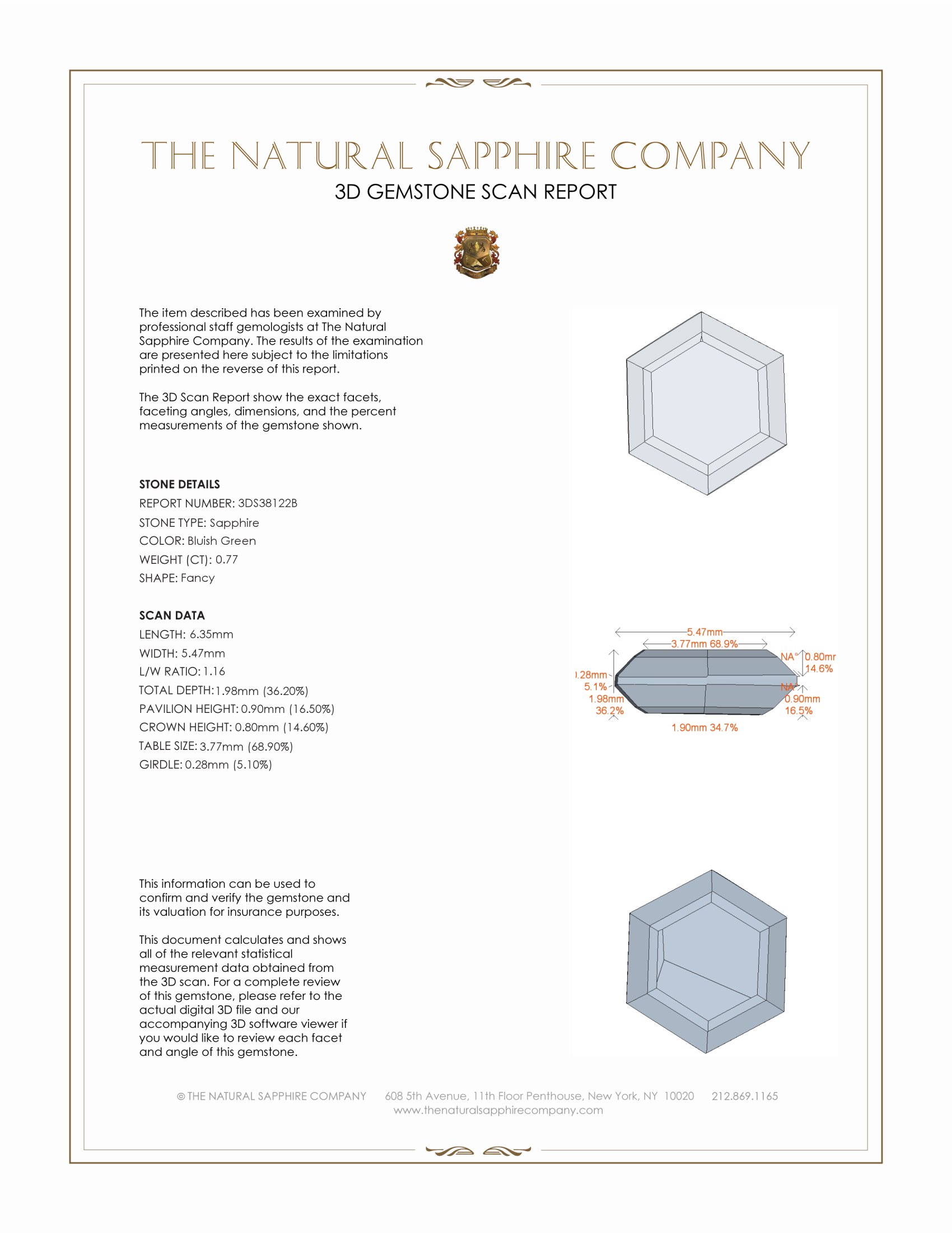 0.77 Ct. Bluish Green Sapphire from Montana