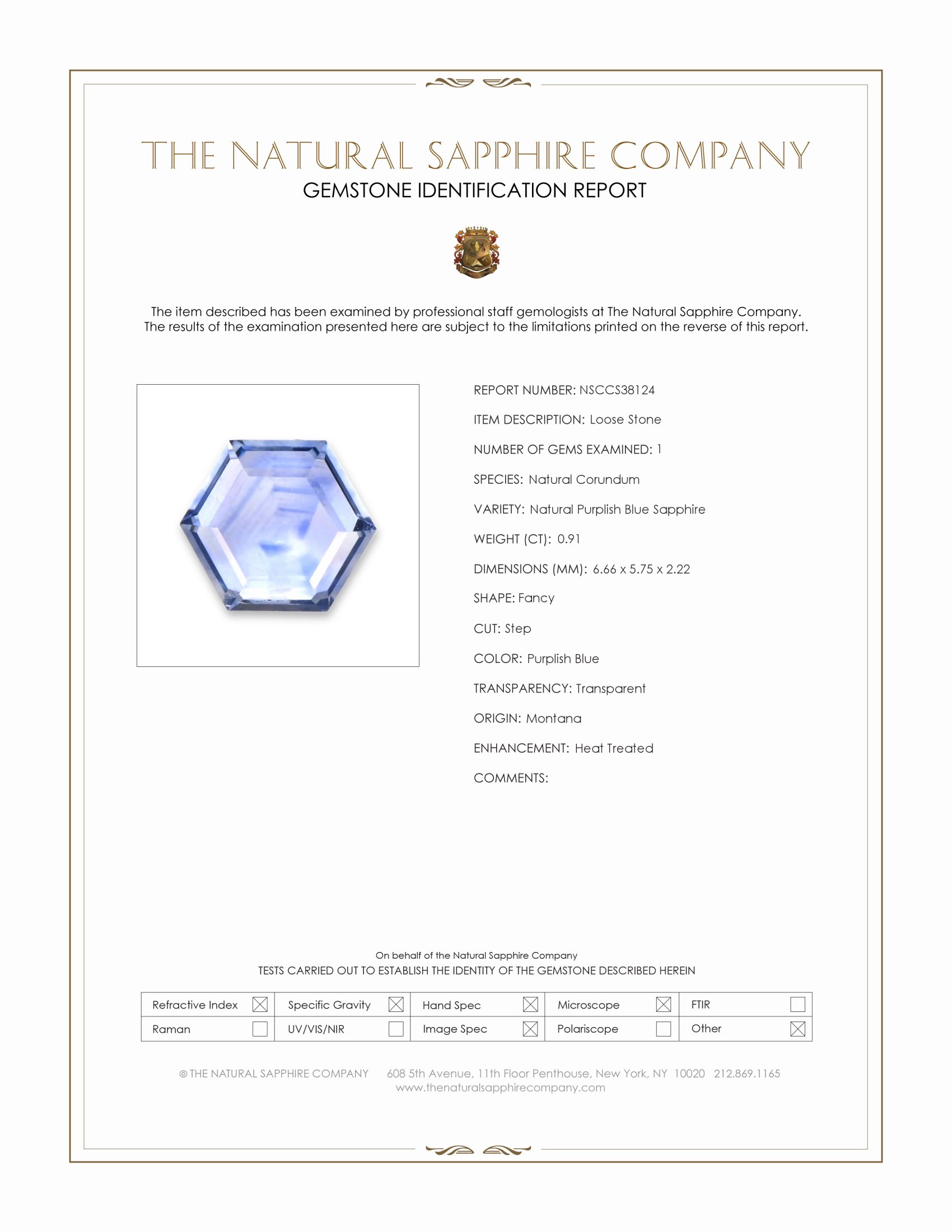 0.91 Ct. Purplish Blue Sapphire from Montana