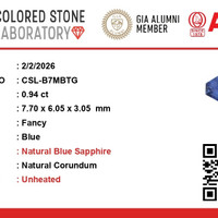 0.94 Ct. Blue Sapphire from Ceylon (Sri Lanka) Scan Report