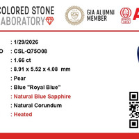 1.65 Ct. Blue Sapphire from Ceylon (Sri Lanka) Scan Report