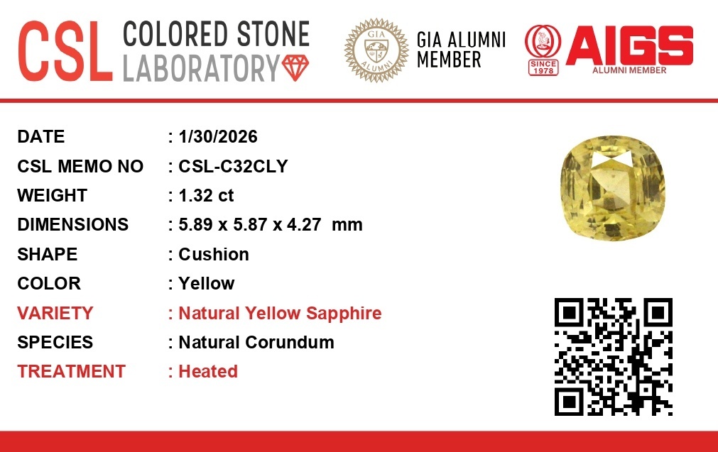 1.30 Ct. Yellow Sapphire from Ceylon (Sri Lanka)