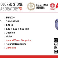 1.26 Ct. Violet Sapphire from Ceylon (Sri Lanka) Scan Report