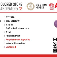 1.11 Ct. Purplish Pink Sapphire from Ceylon (Sri Lanka) Scan Report