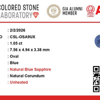 1.05 Ct. Blue Sapphire from Ceylon (Sri Lanka) Scan Report