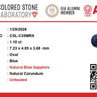 1.10 Ct. Blue Sapphire from Ceylon (Sri Lanka) Scan Report