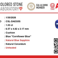 1.03 Ct. Blue Sapphire from Ceylon (Sri Lanka) Scan Report