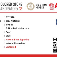 1.08 Ct. Blue Sapphire from Ceylon (Sri Lanka) Scan Report