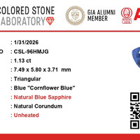 1.13 Ct. Blue Sapphire from Ceylon (Sri Lanka) Scan Report