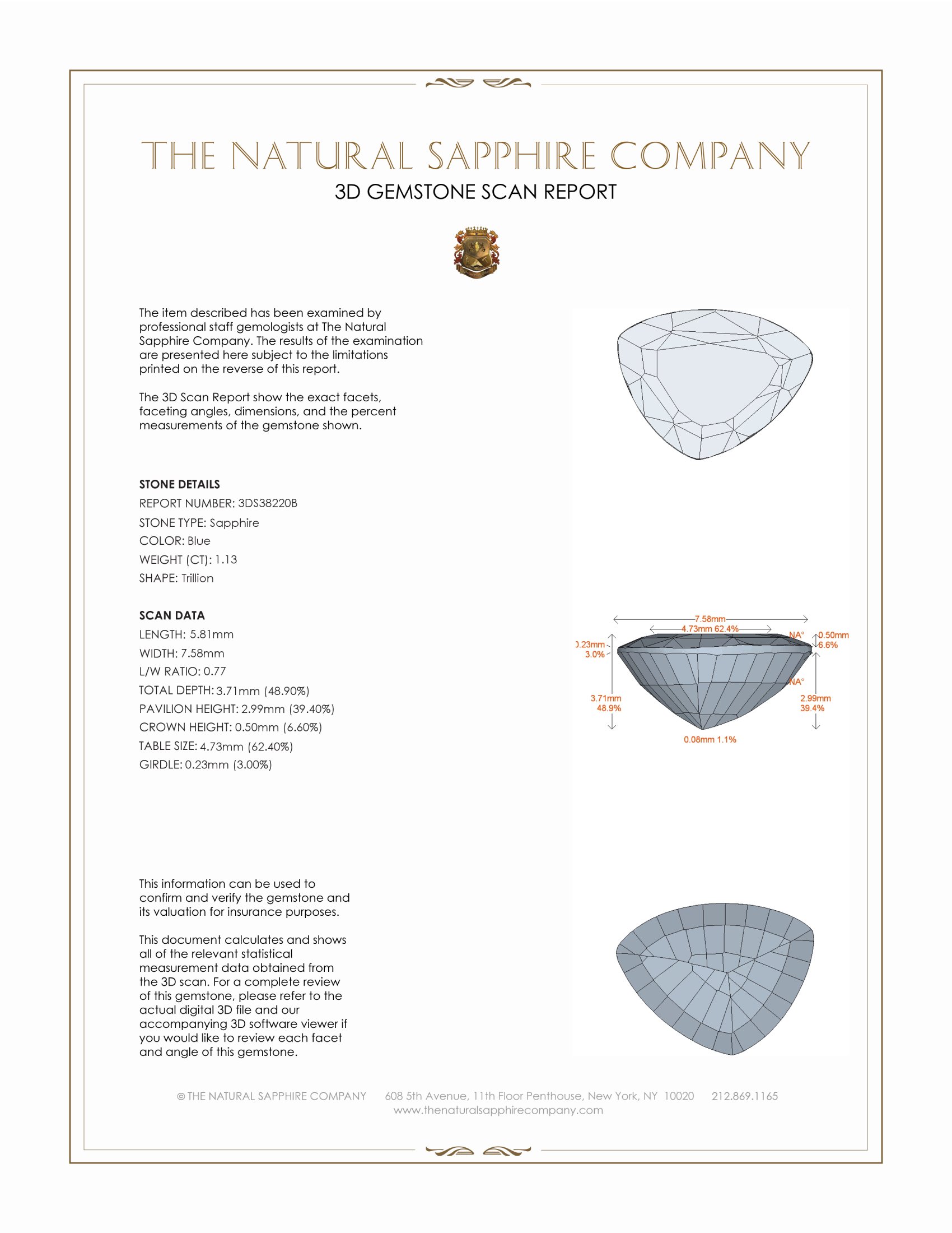 1.13 Ct. Blue Sapphire from Ceylon (Sri Lanka)