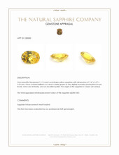 1.13 Ct. Yellow Sapphire from Ceylon (Sri Lanka) Appraisal