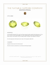 0.96 Ct. Greenish Yellow Sapphire from Tanzania Appraisal