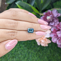 3.02 Ct. Greenish Blue Sapphire from Madagascar Life Style