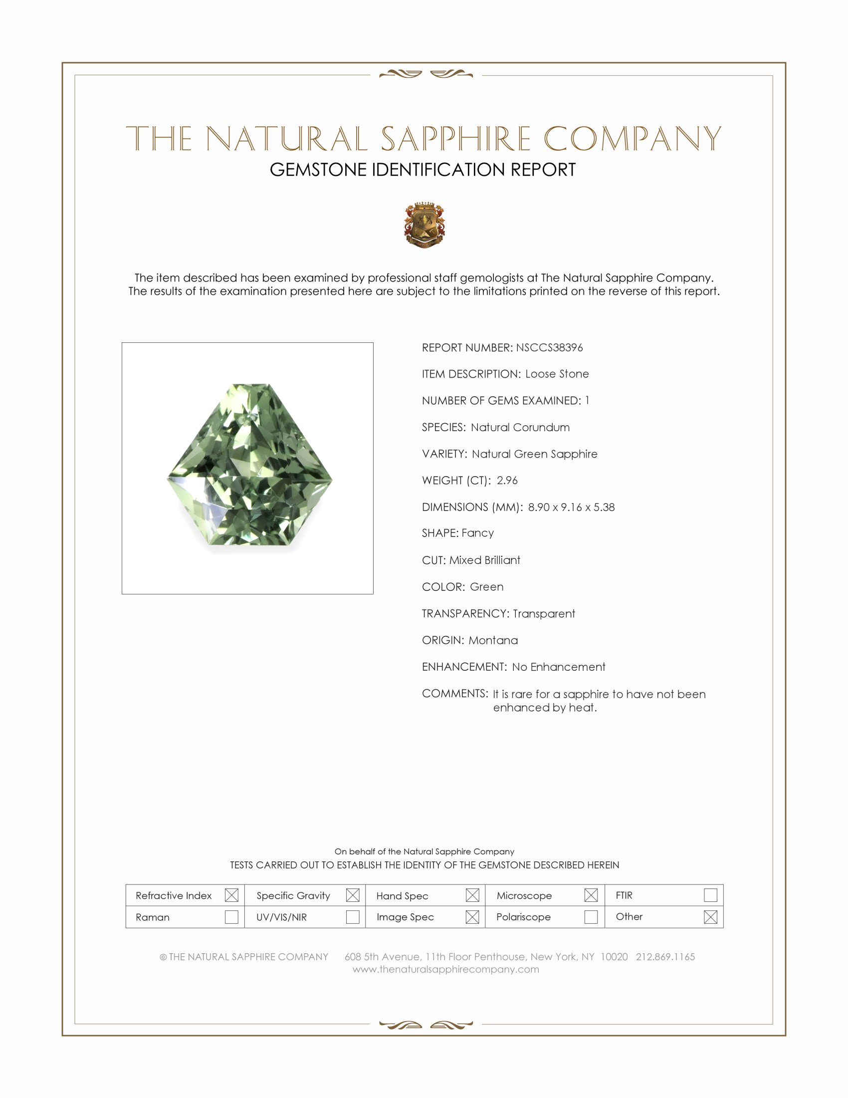 2.96 Ct. Green Sapphire from Montana