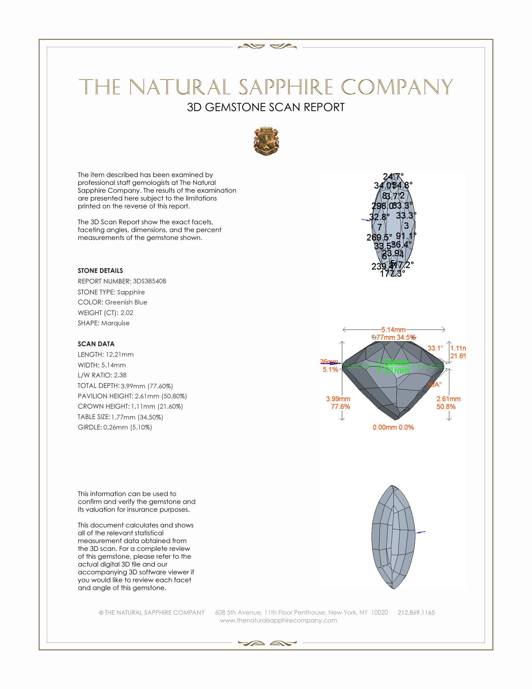 2.02 Ct. Greenish Blue Sapphire from Madagascar