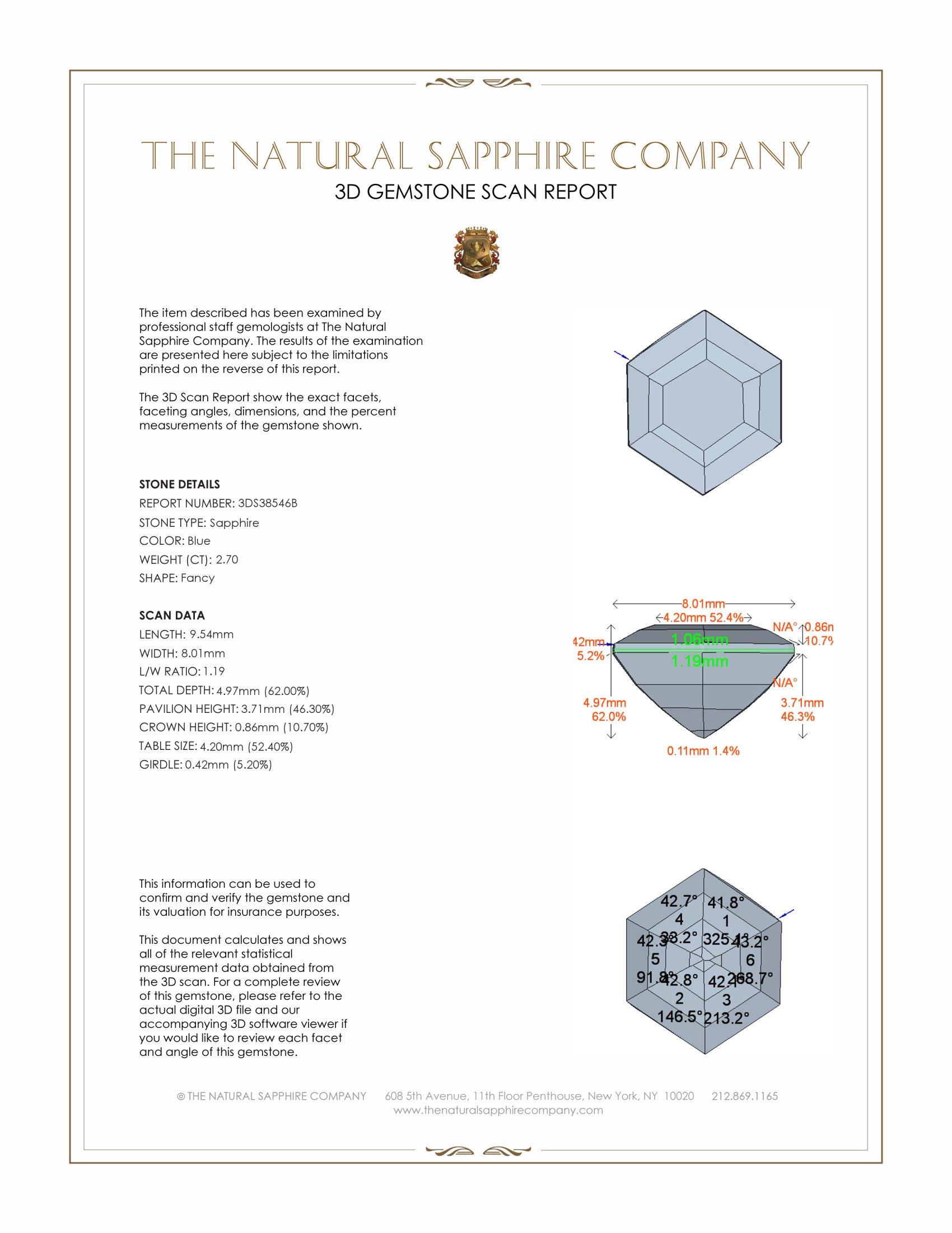 2.70 Ct. Blue Sapphire from Ceylon (Sri Lanka)