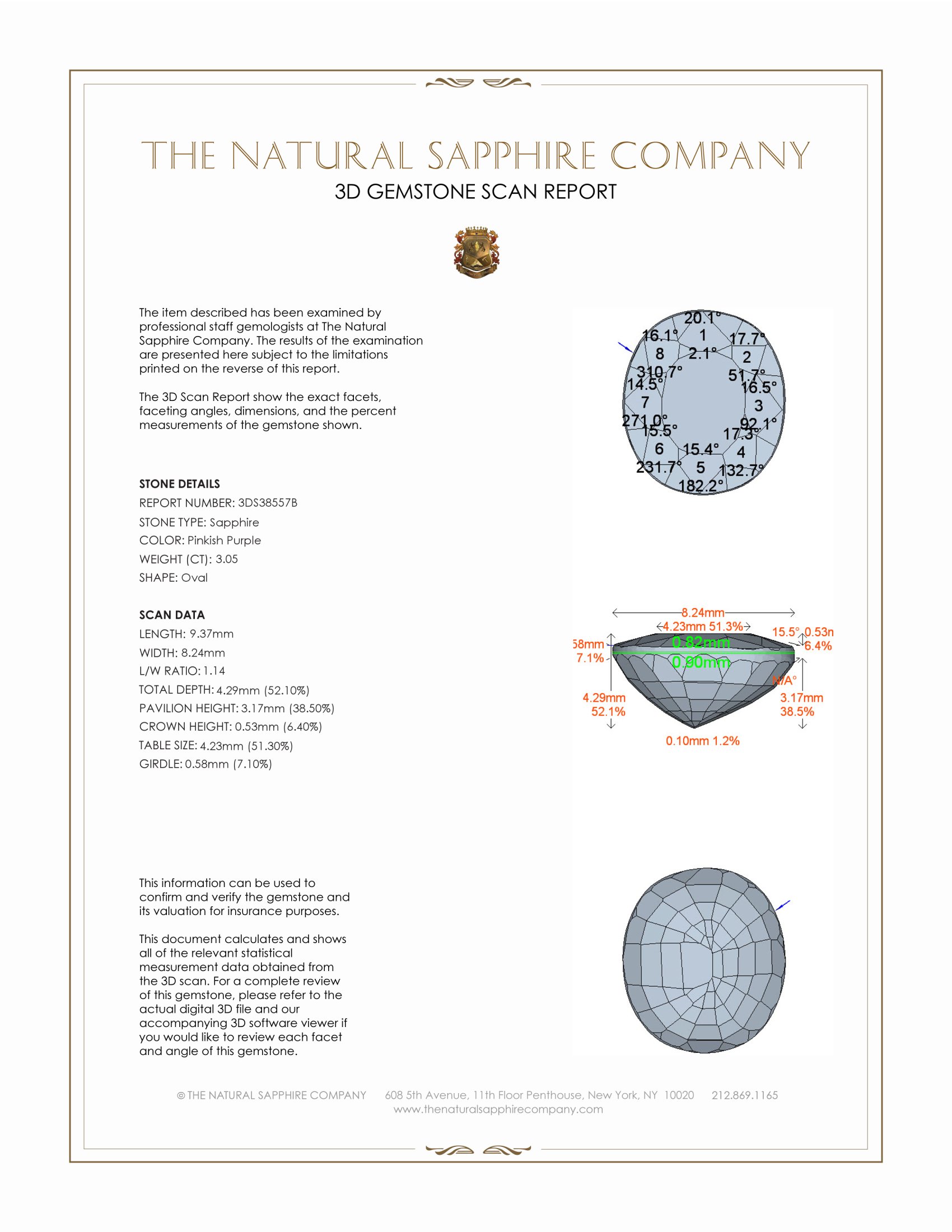 3.05 Ct. Pinkish Purple Sapphire from Ceylon (Sri Lanka)