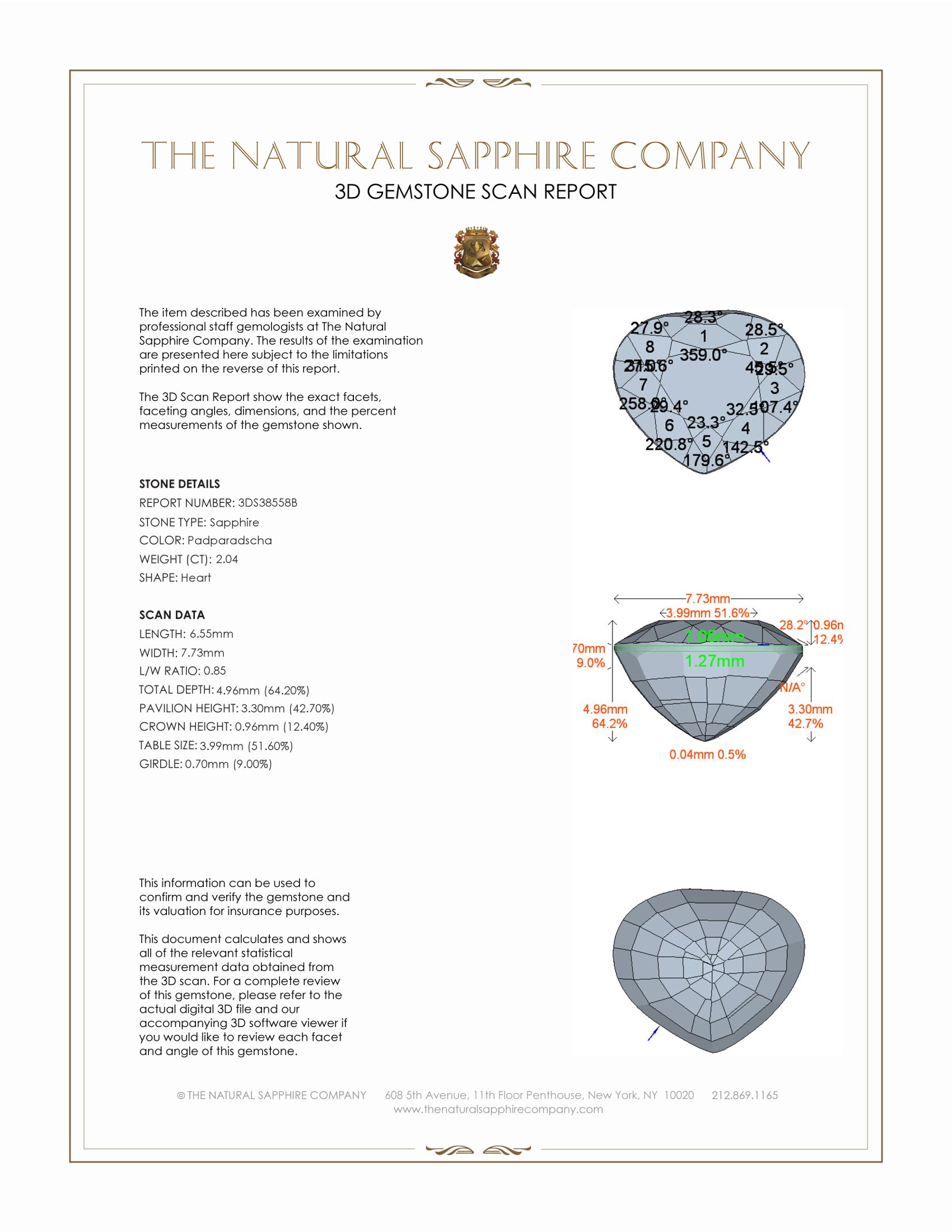 2.04 Ct. Padparadscha Sapphire from Ceylon (Sri Lanka)