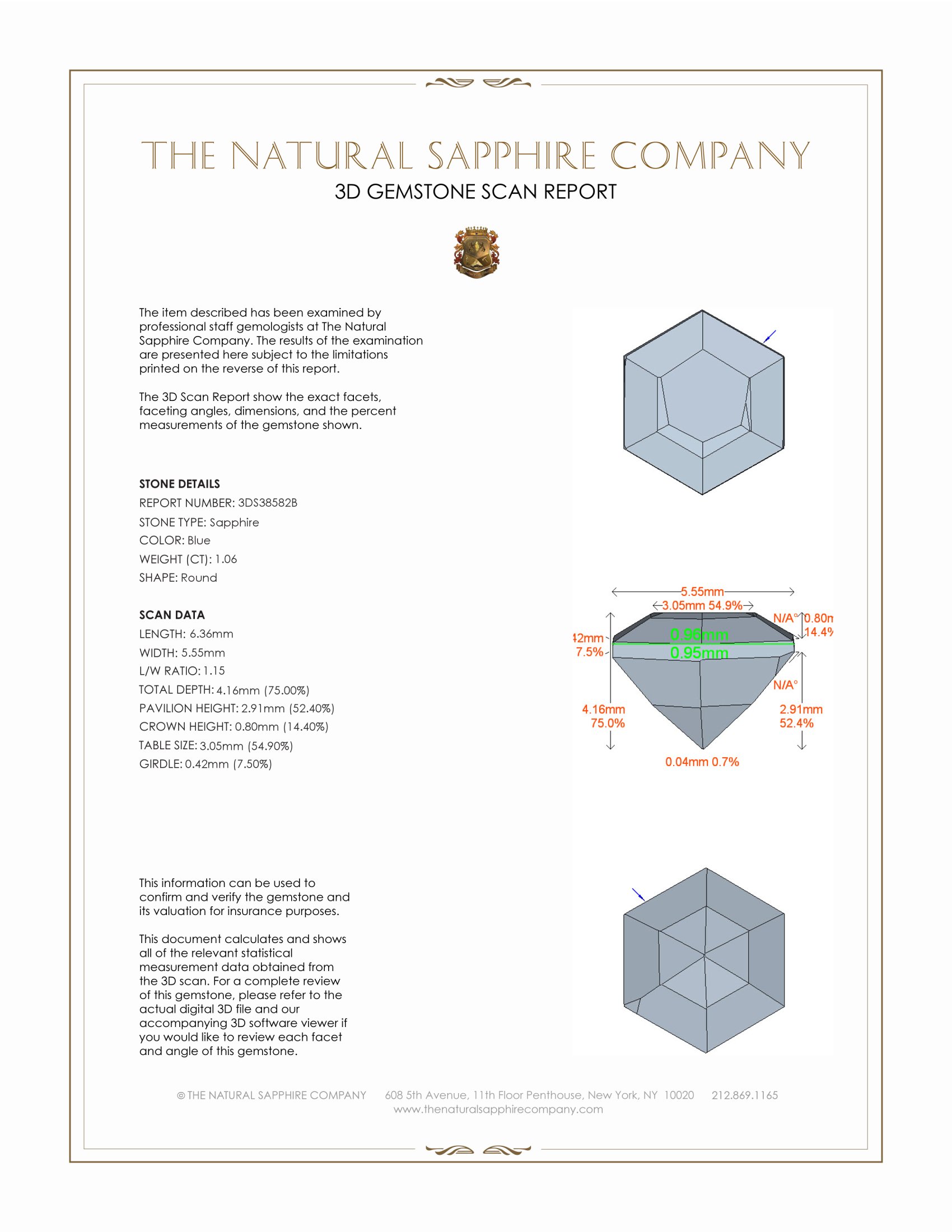 1.06 Ct. Blue Sapphire from Ceylon (Sri Lanka)