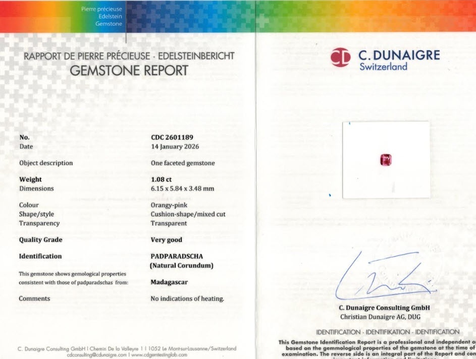 1.08 Ct. Padparadscha Sapphire from Madagascar