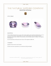 0.66 Ct. Pinkish Purple Sapphire from Madagascar Appraisal