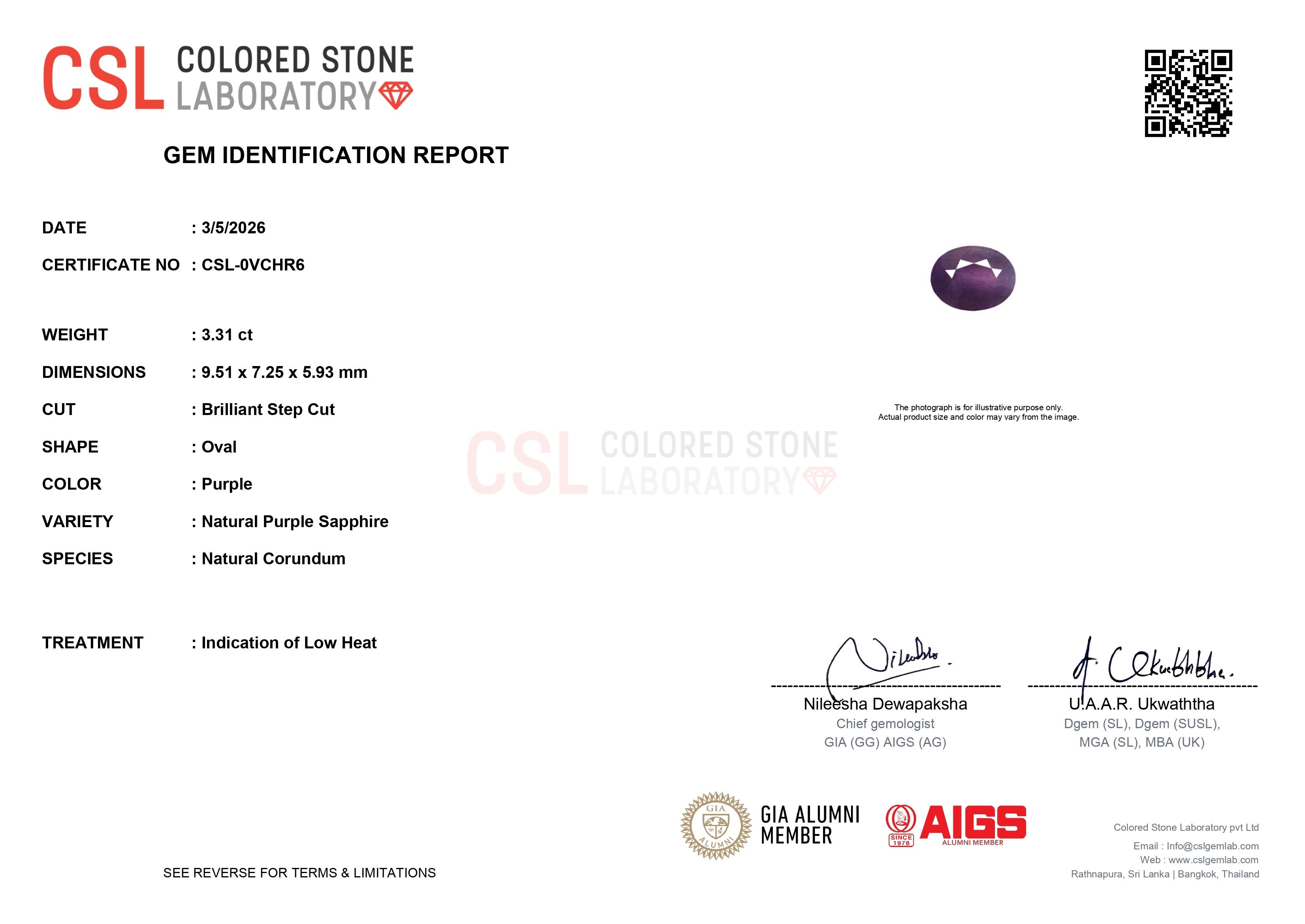 3.29 Ct. Purple Sapphire from Madagascar