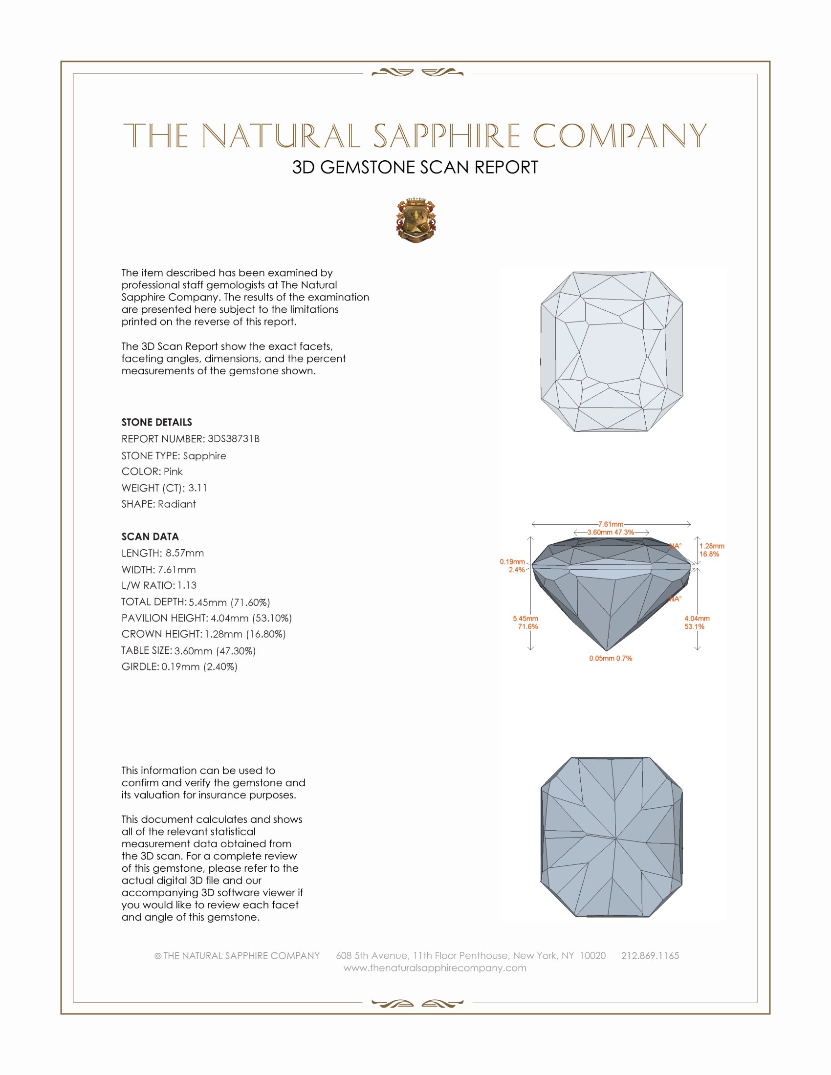 3.11 Ct. Pink Sapphire from Ceylon (Sri Lanka)