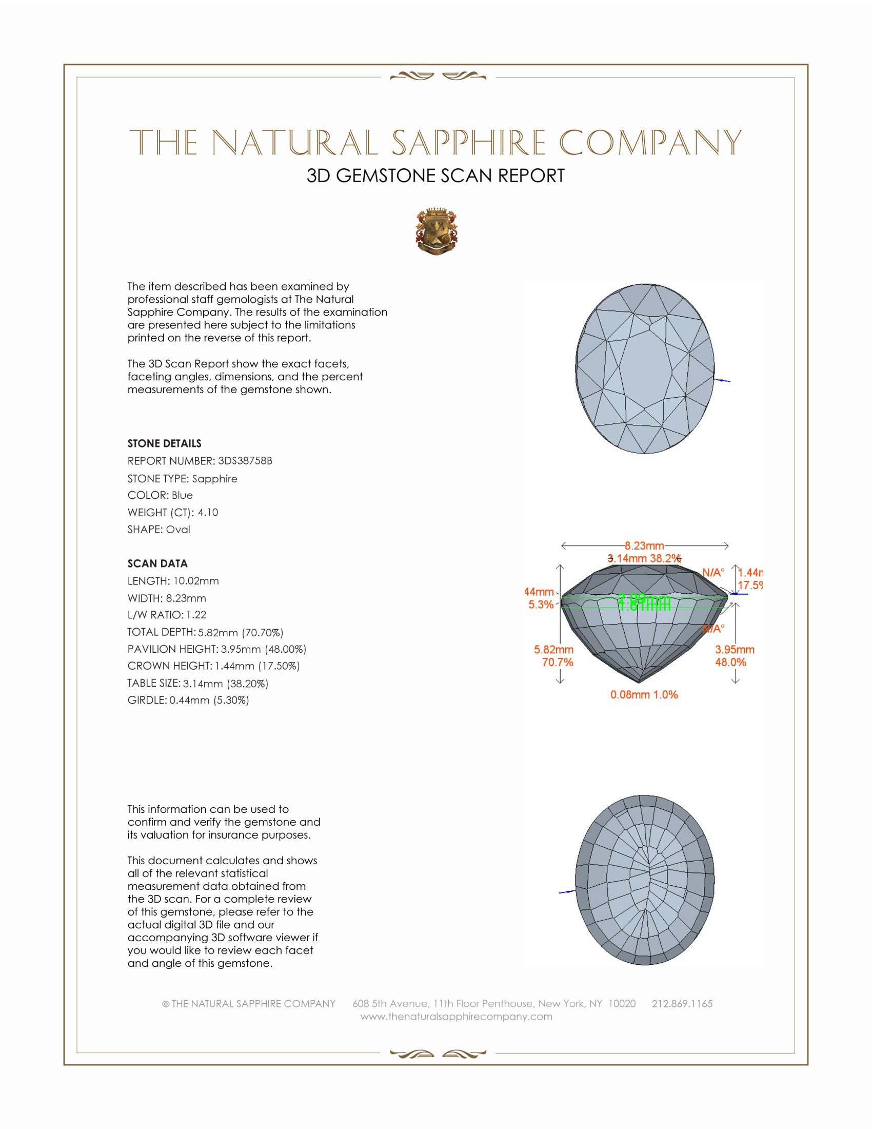 4.10 Ct. Blue Sapphire from Ceylon (Sri Lanka)