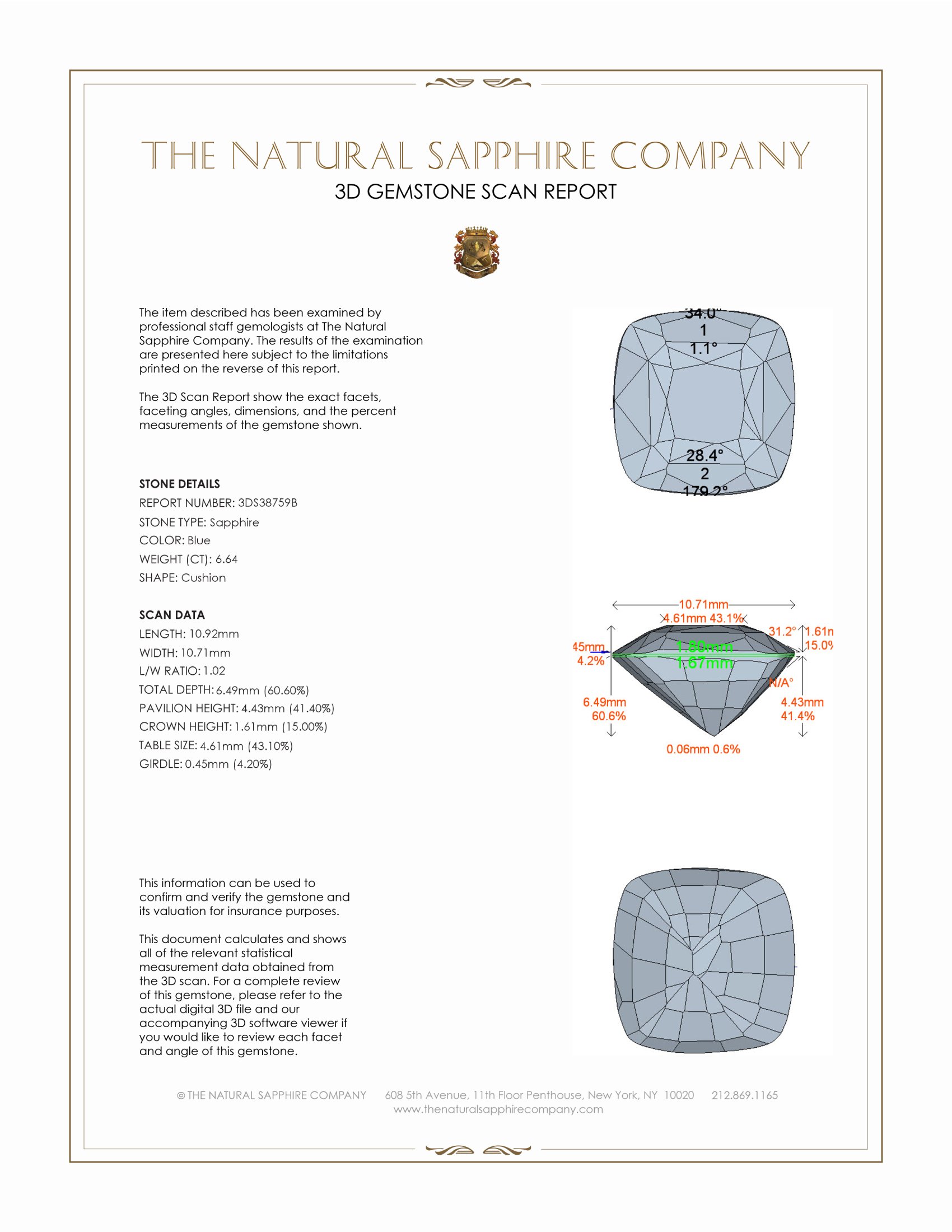 6.64 Ct. Blue Sapphire from Ceylon (Sri Lanka)