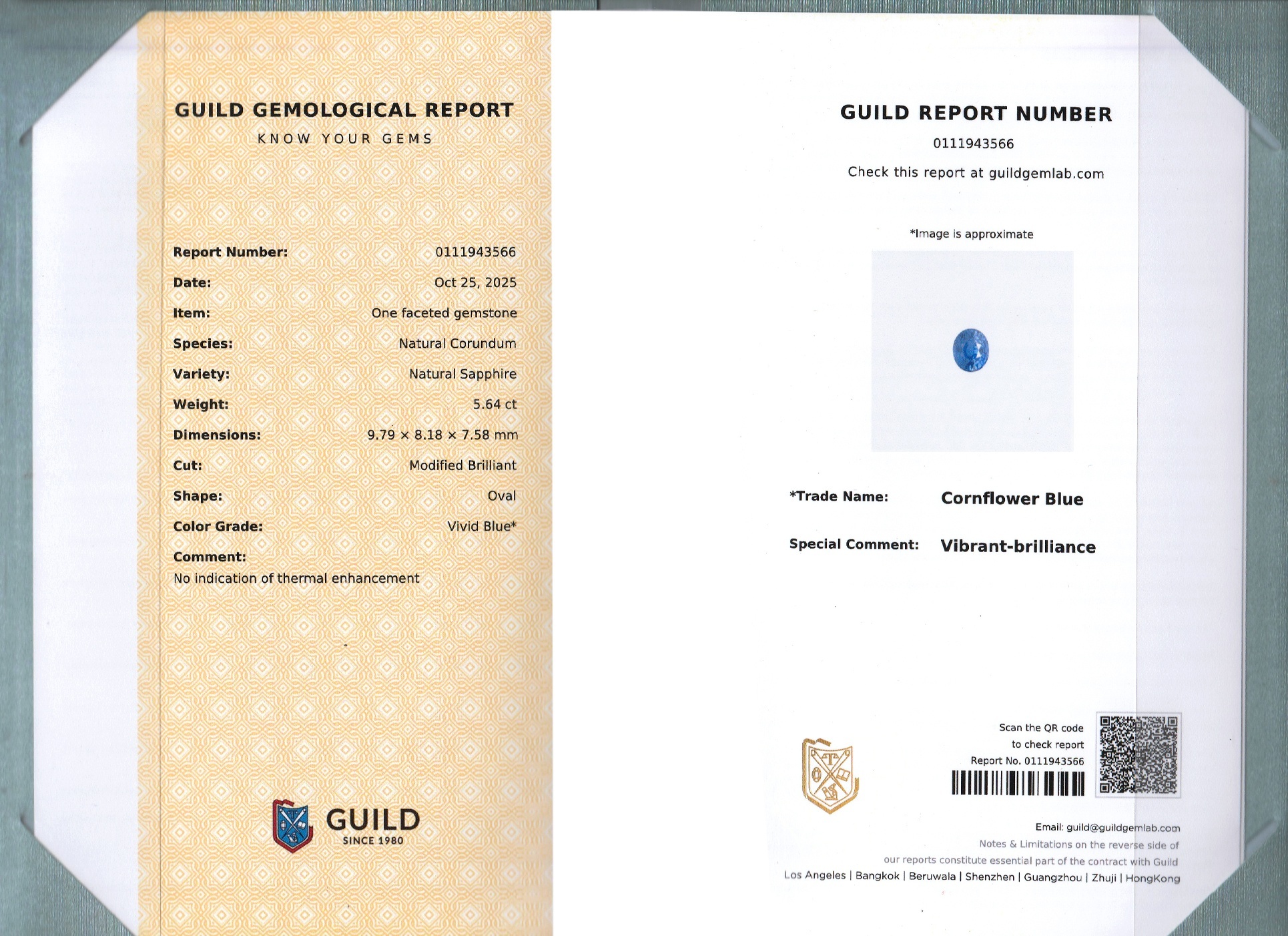 5.64 Ct. Blue Sapphire from Ceylon (Sri Lanka)