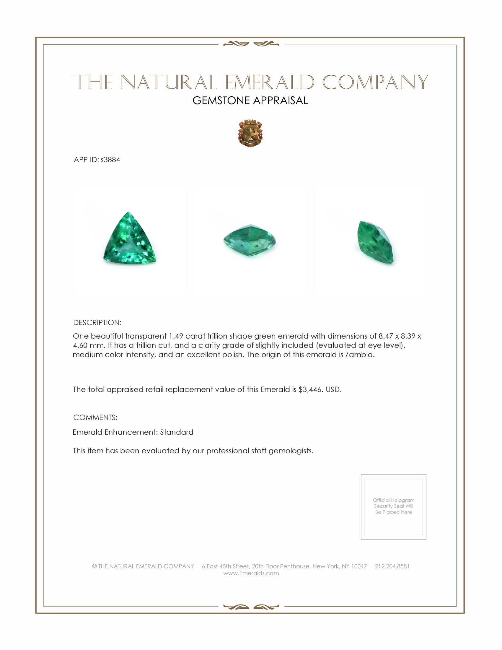 1.49 Ct. Emerald from Zambia