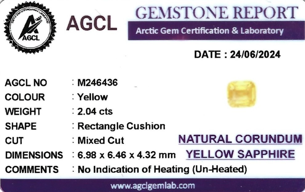 2.04 Ct. Yellow Sapphire from Ceylon (Sri Lanka)