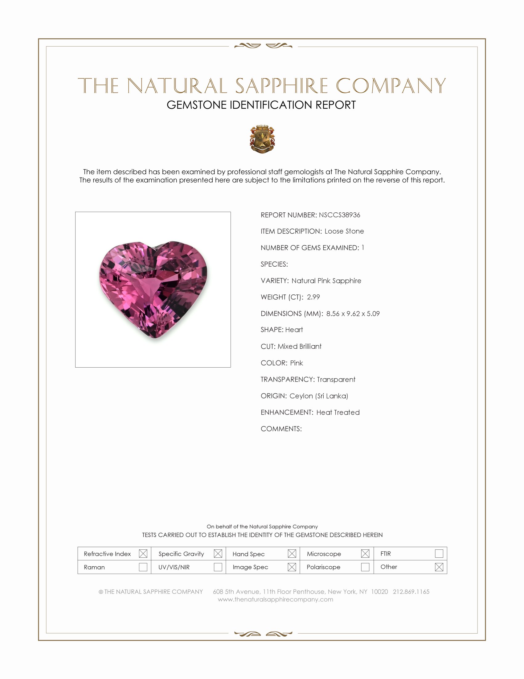 2.99 Ct. Pink Sapphire from Ceylon (Sri Lanka)